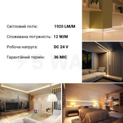 LED strip RISHANG 128-2835-24V-IP20 12W 1578Lm 4000K 5m (RD00C8TC-A-NW)