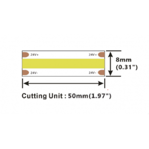 LED strip COLORS COB-24V-IP20 7.2W 605Lm 2700K 5m (DRF6-24V-8mm-SW)